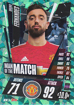 Bruno Fernandes Manchester United 2020/21 Topps Match Attax CL Man of the Match #MM13